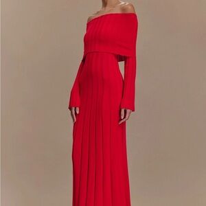 MESHKI Red Off-Shoulder Dress